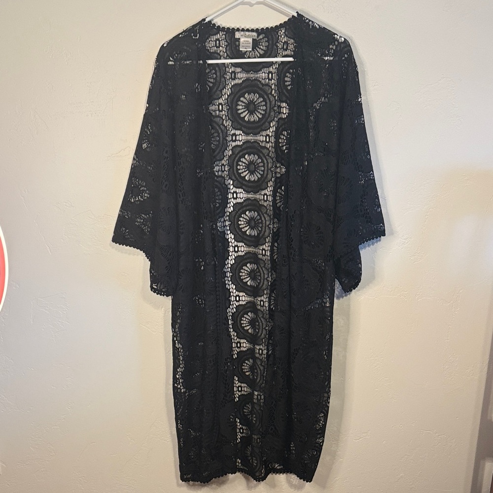Elegant Black Lace Swim Coverup